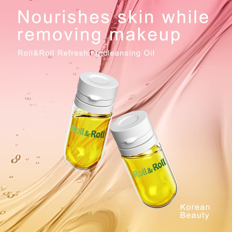 Roll&Roll Natural Cleansing Oil – Waterproof Makeup Remover Oil, Nourishing and Gentle for Sensitive Skin and All Skin Types Floral Acne
