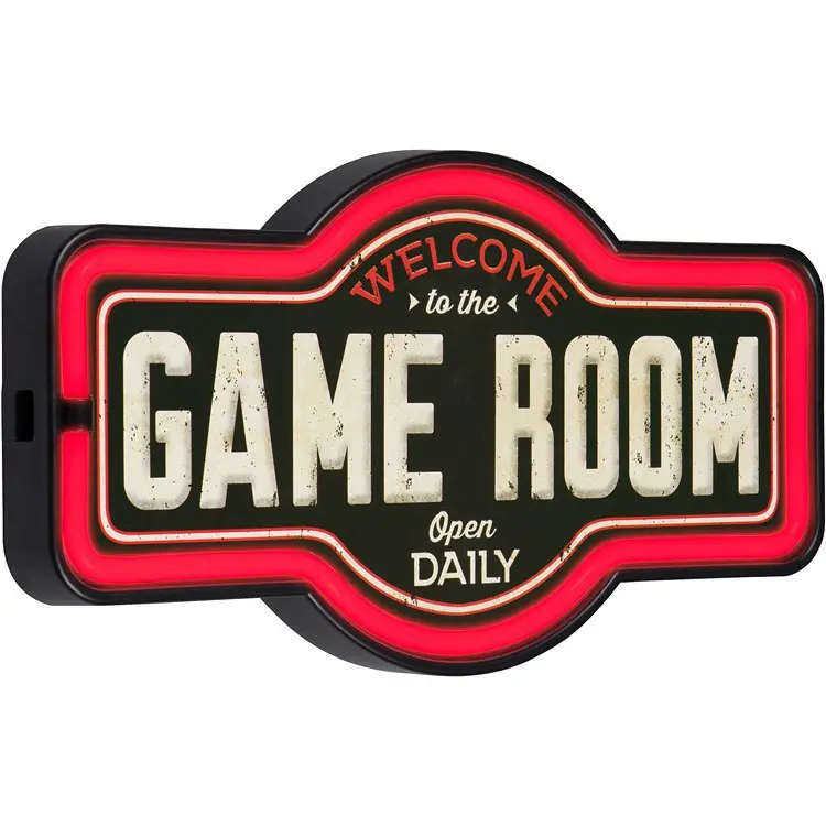 17x9.5 in Neon Wall Sign with Neon LEDs, USB/Battery-Powered Led Ambient Light, Keyhole Mount, Game Room Vibe Decor, Bar Interior Lighting