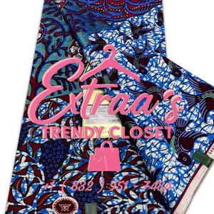 Extraa's Trendy Closet Grand Super Wax Maji ya Pili Authentic African Fabrics 6 Yards Premium Texture Long Lasting Colors Vlisco Quality