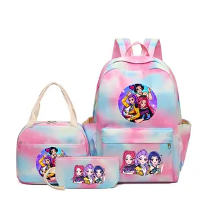 2026 New K-pop Witch Hunters College Style Backpack Lunch Bag Pencil Bag Three-piece Set Printed School Bag