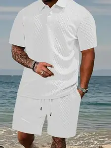 Modern Men's Short Sleeve Polo and Shorts Set Featuring a Comfortable Fit and Stylish Design Perfect for Casual Outings and Beach Days