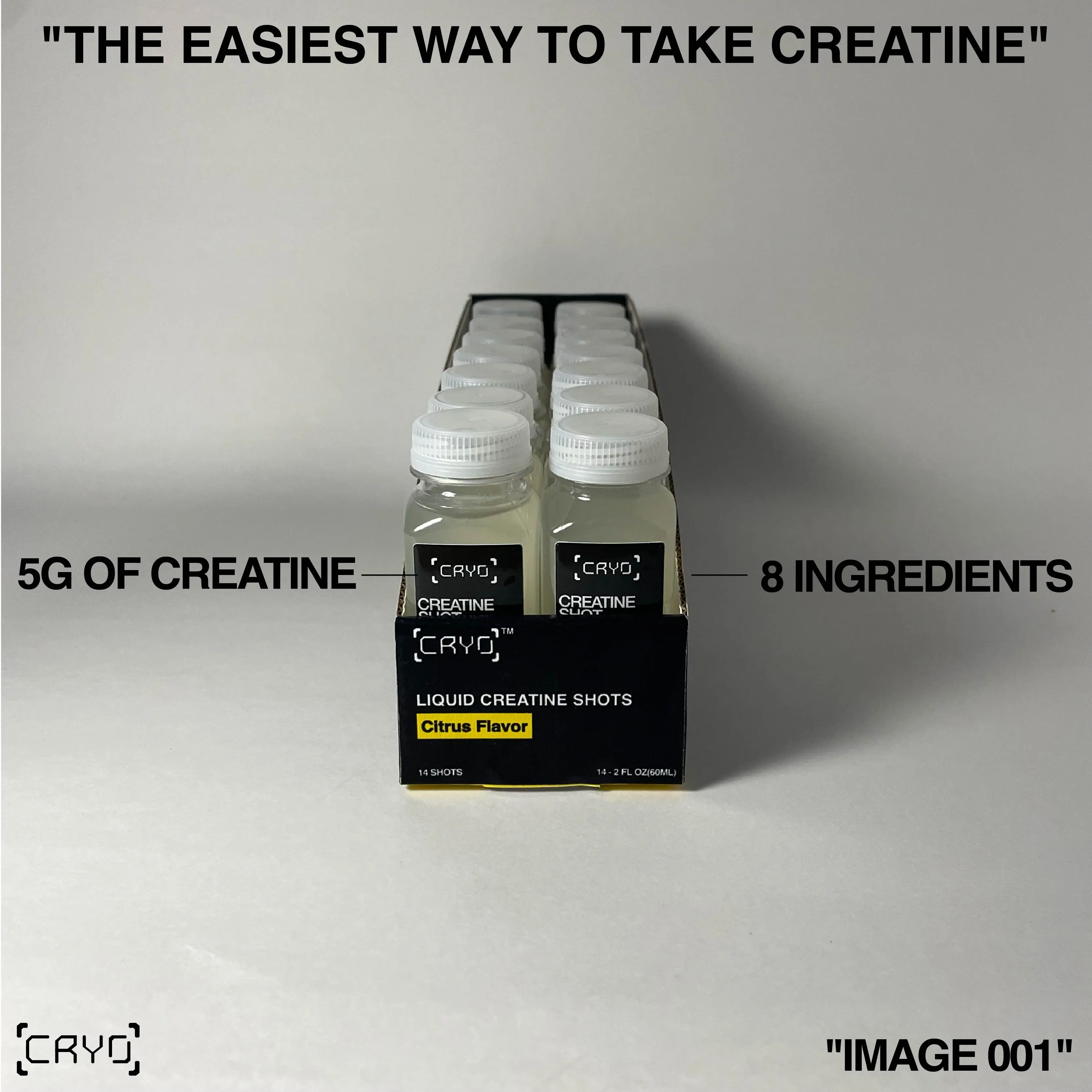 CRYO Liquid Creatine Shots — 14 Pack 5g Creatine Monohydrate per 2oz Shot Citrus Flavor