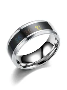 Men's Smart Digital Temperature Control Ring, Unique Stainless Steel Ring for Men and Women, Fashion Accessory, All Seasons Wear