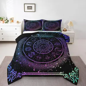 Feelyou Sun and Moon Constellations Galaxy Down Comforter Set - Astro Theme Bedroom Bedding Set, Multi-Size, Travel-Friendly Zodiac Signs Bedding, Spiritual Gift for Women
