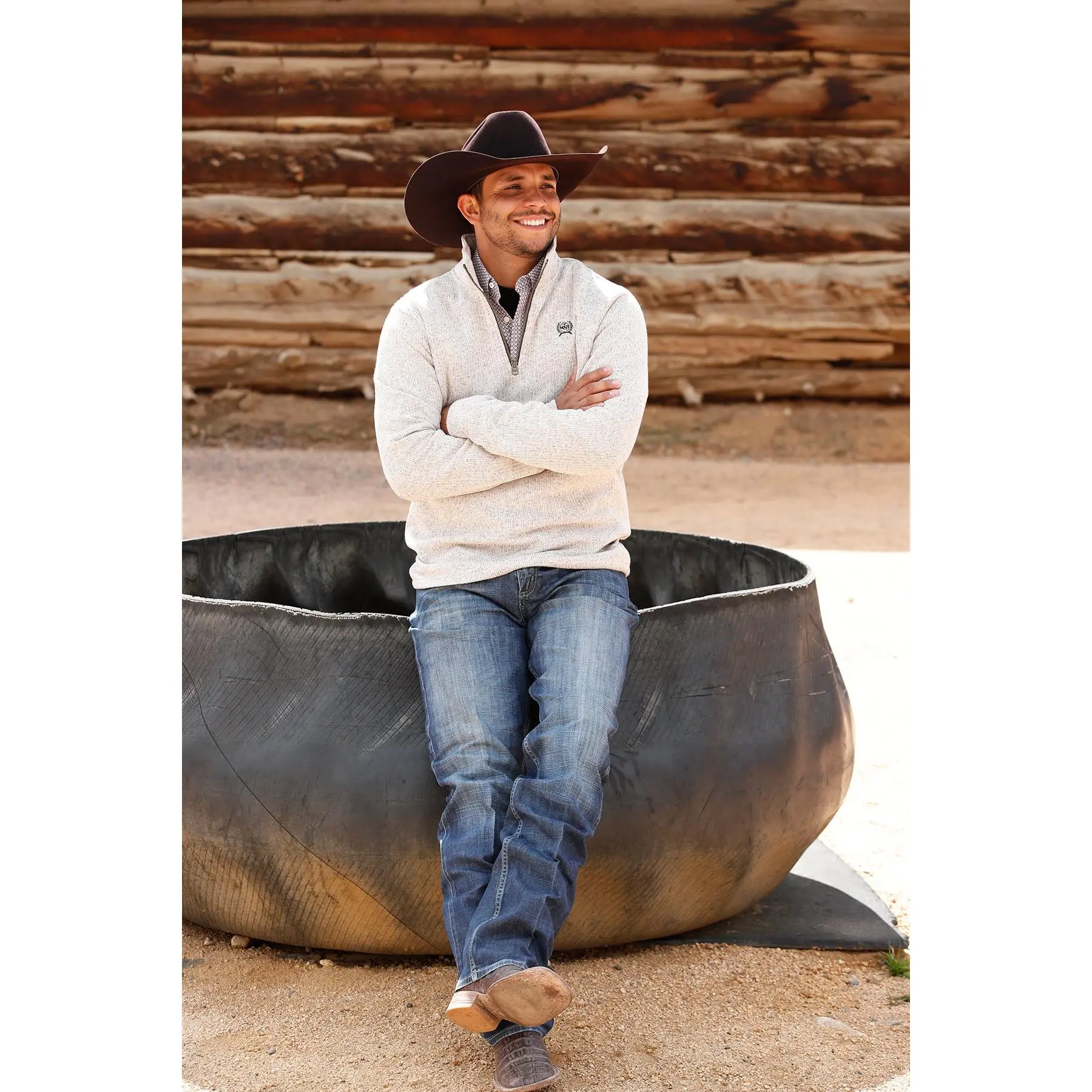 Cinch Men's 1/4 Zip Stone Sweater