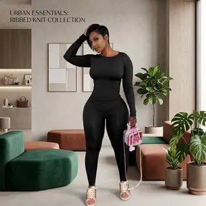 Women's 2 Piece Workout Sets - Long Sleeve Top and Jogger Legging Pants Track Suits for Yoga Running Gym Fitness Training Comfortable Breathable Athletic Outfits Activewear