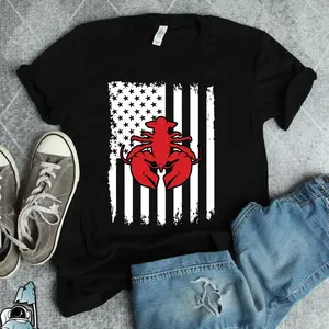 Crawfish Boil American Flag Shirt for Men - Casual Seafood Tee, New Orleans & Louisiana Gifts, Perfect Summer Vacation TShirt - Menswear