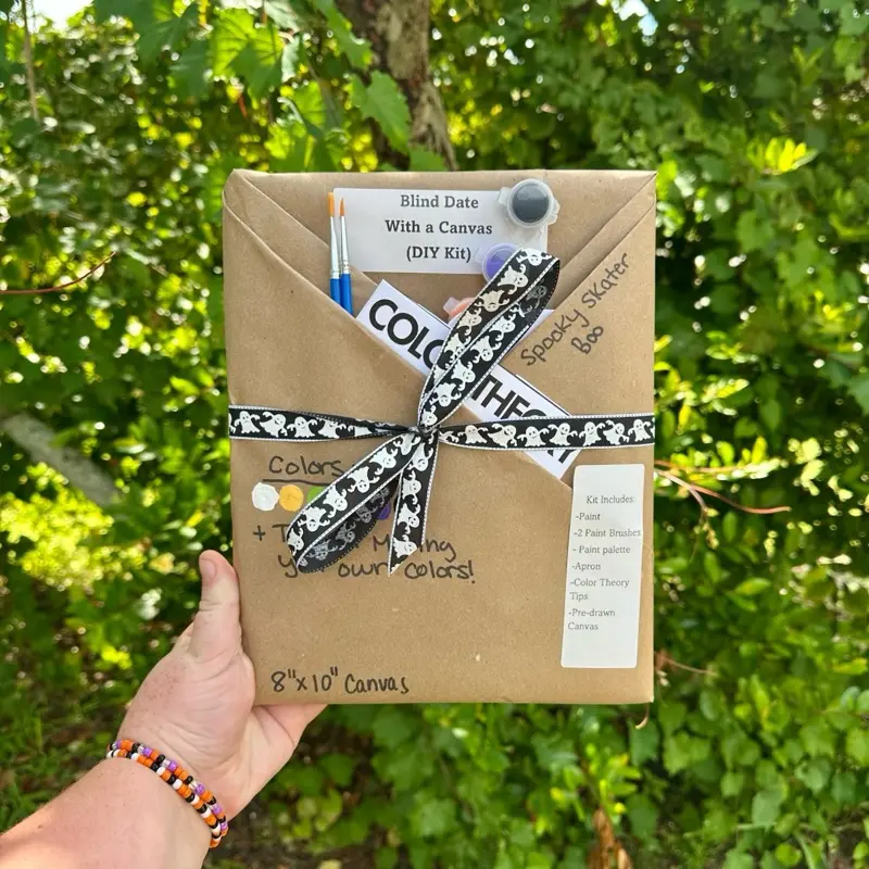 Spooky Skater Boo-  Blind Date with a Canvas DIY Kit - Includes 8x10 Canvas, and supplies needed- Haley Murden Arts