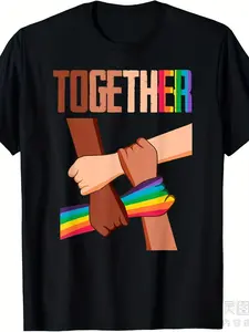 Equality Social Justice Human Rights Together Rainbow Hands T-Shirt Same Style for Men And Women  Summer Short-Sleeved Printed T-Shirt Pure 220G