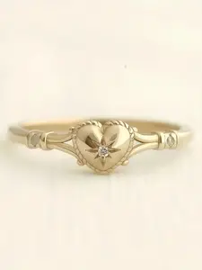 Vintage Star & Heart Design Ring, Elegant Artificial Zircon Decor Ring for Women, Fashion Jewelry for Party, Daily Decor, Trendy All-match & Exquisite Jewelry for Birthday Gift, Cubic Zirconia