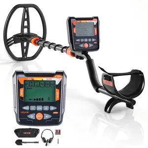 【FathersDayGift】VEVOR Metal Detector for Adults, 10", Professional High Accuracy Gold Detector, IP68 Waterproof Search Coil with Display, Headphones, 5 Modes, Adjustable Length, for Detecting Gold Treasure Hunting