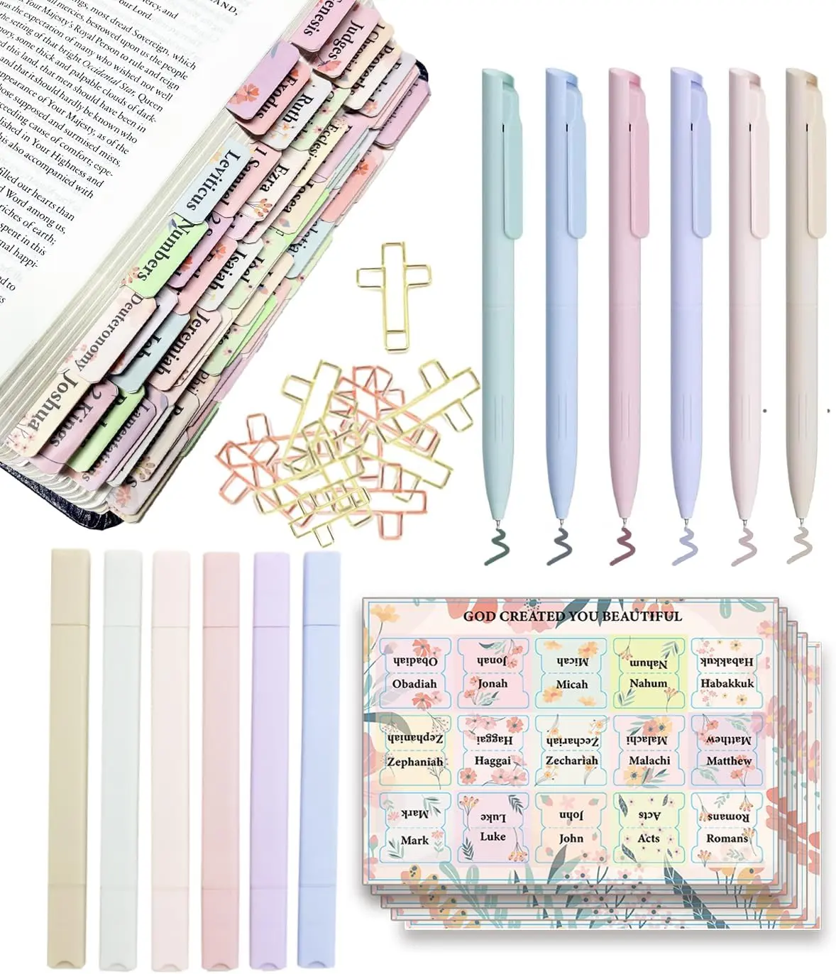 Halloween Fall Gift  Bible Journaling Kit, Bible Cross Paper Clips, Bible Highlighters and Pens No Bleed