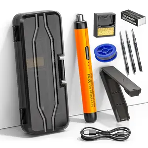 Wireless USB Soldering Iron Kit, Includes 3 Solder Tips, Rosin, Solder Wire, Stand, Storage Box, Dual Power Battery Operated