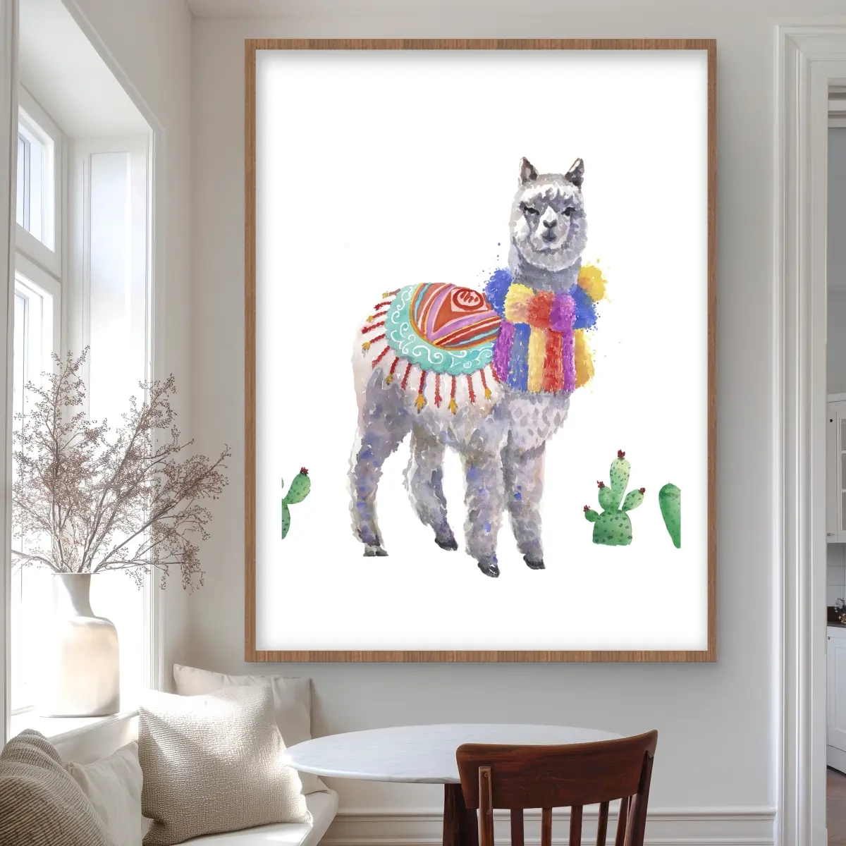 Begin Home Decor C1FM3648ZMTHDV 36 x 48 in. Traditional Peruvian Lama - Kids Art Bedroom Framed Print Wall Art