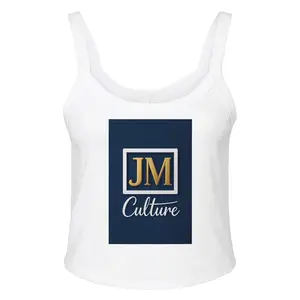 JM Culture Women's Micro Ribbed Scoop Tank Bella + Canvas 1012BE Solid Wht Blend 52% Cotton 48% Polyester Sustainable Ethical Manufacturing