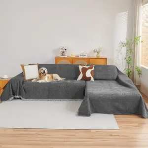 Couch Cover for Sectional Sofa, 2 count Couch Covers for L Shape Sofa Cover, Furniture Protector for Pets, , Sofa Slipcover for 2-3 Cushion Couch (71"x118"+71"x118", Dark Grey)