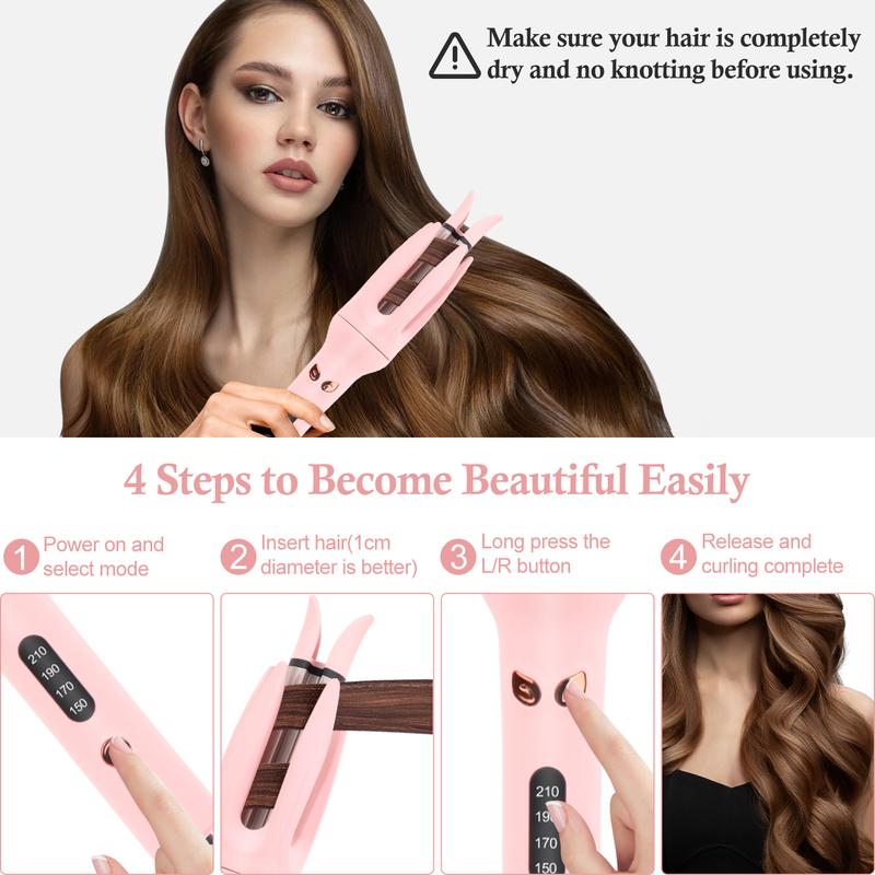 Electric Heated 28mm Hair Curler, ,4 Temps & Timer,Diameter 28mm ,Professional Long-lasting Electric Big Wave Hair Styling Tool for Beach Waves, Blitz Curler,Anti-Tangle Rotating Curling Wand for Hair Styling