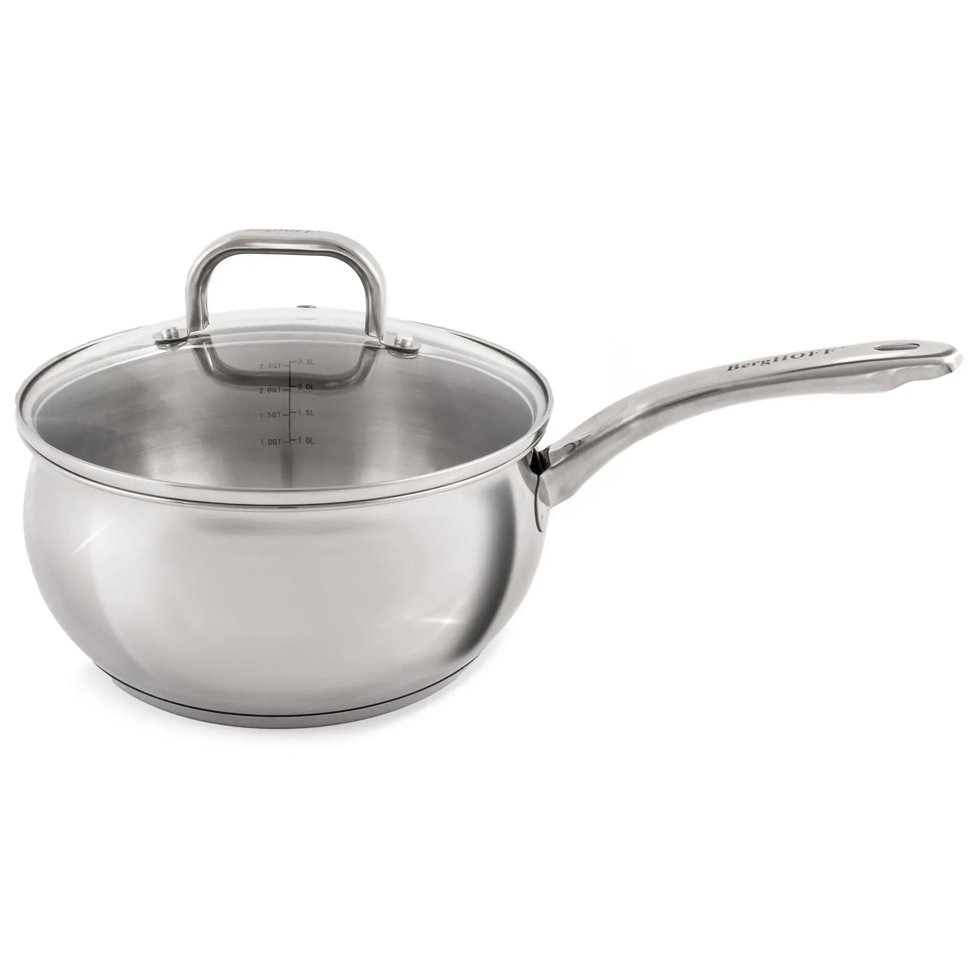BergHOFF Belly Shape 18/10 SS 8" Sauce Pan withLid, 3.2qt.