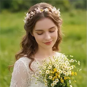 Korean Princess Style Pearl Crown Hair Accessory, Adult Women's Daily Wear, Artificial Flower Hoop Headband, Birthday Gift, Party Photo Props
