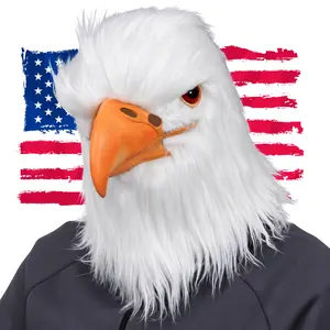 MOKRY PARTY White Eagle Head Mask Animal Bird Mask Eagle Claw Hairy Latex Mask Halloween Carnival Costume Mask, Adult Size