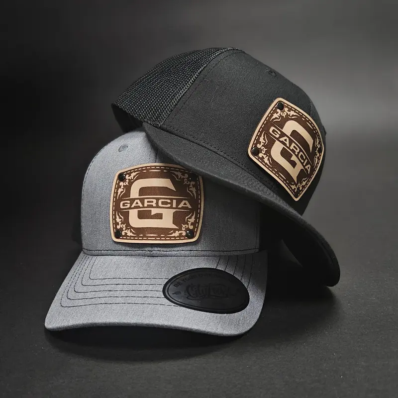 Youth Custom Initials Hat with Engraved Leather Patch