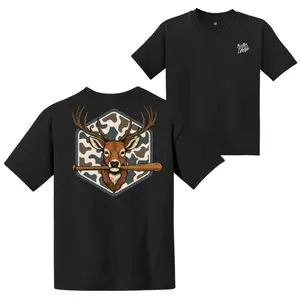 2 SIDED YOUTH & ADULT Deer Baseball Graphic T-Shirt Hunting Buck With Bat Outdoor Sports Fan Tee Hunter Lover Gift Baseball Fan Shirt