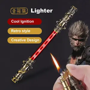 Monkey King's Staff Lighter, Refillable Open-Flame Lighte, Perfect Gift for Your Boyfriend (Gas not included)