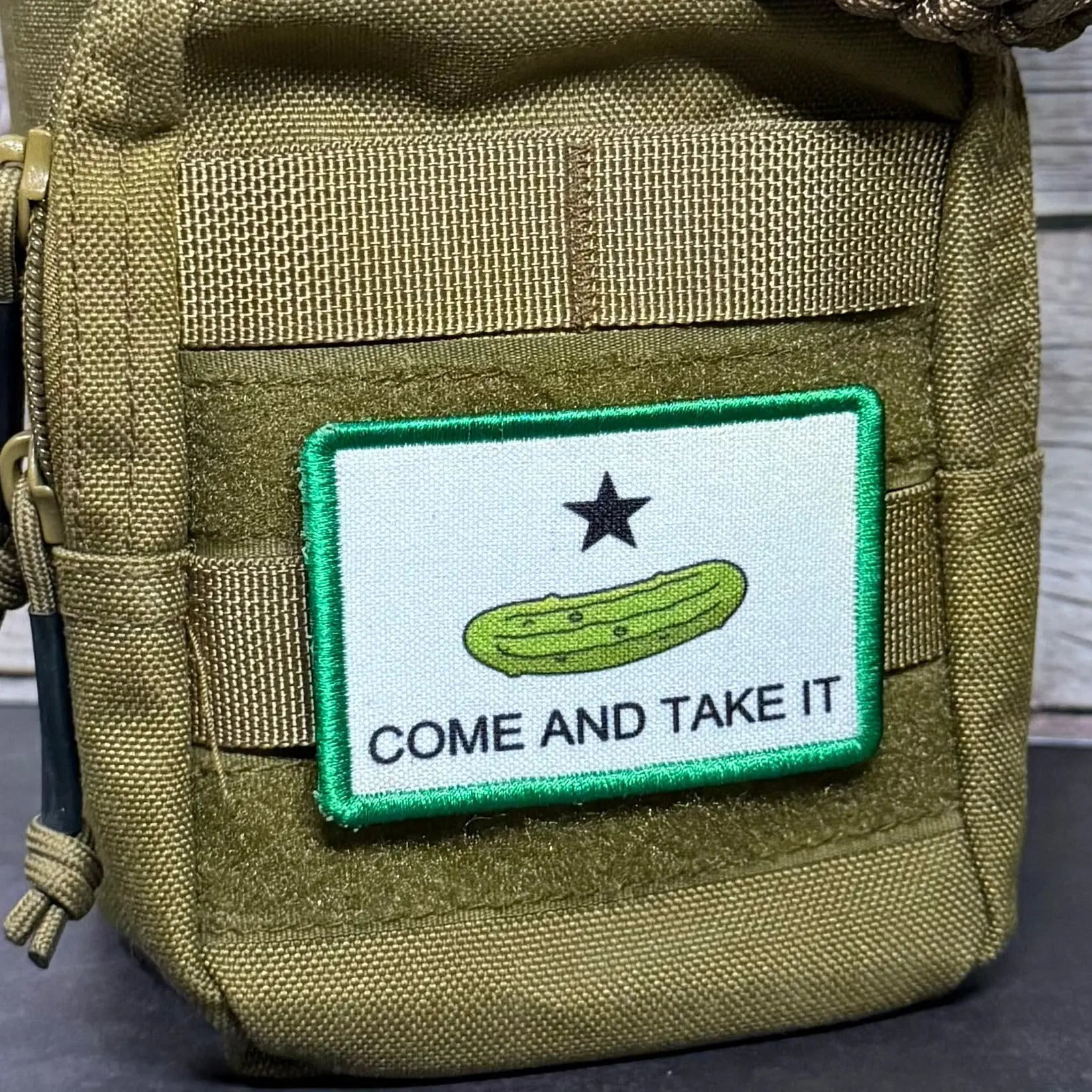 Come and Take It Pickle Funny Texas Style Morale Patch | Made in USA | VELCRO® Brand Hook Backing