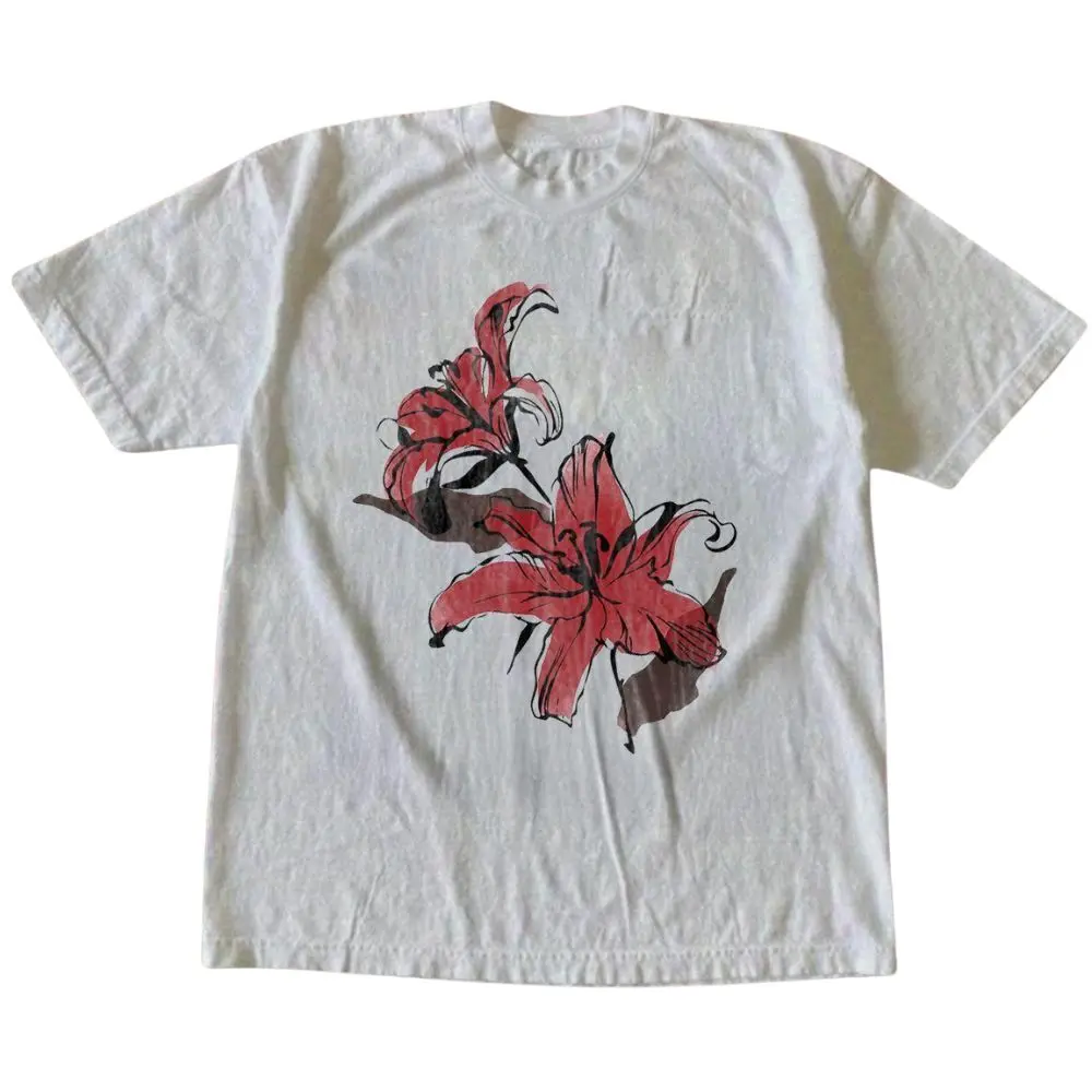 The Red Lily Flower Shirt, Botanical Floral Graphic Tee, Watercolor Garden T-Shirt, Elegant Nature LoverShirt, Gift for Men, Gift for Women, Crew Neck T-shirt, Trending T-shirt