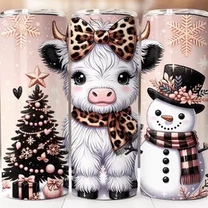Highland cow Christmas tumbler