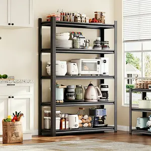 Heavy Duty 1600LB Capacity 5-Tier Industrial Metal Shelving Unit - Adjustable Height Garage Storage Rack with 59"H Height, 31.5"W Width & 13.8"D Depth, Carbon Steel Construction, Freestanding Heavy Duty Shelves for Garage, Warehouse, Basement
