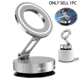 No Damage Vacuum Magnetic Car Phone Holder, 360° Rotatable Foldable Phone Mount, Strong Suction Universal Cell Phone Stand for Dashboard, Kitchen, Bathroom