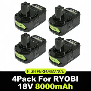 2/4-Pack 18V 8.0Ah High-Capacity Lithium-Ion Battery For Ryobi ONE+, Compatible with P108 P109