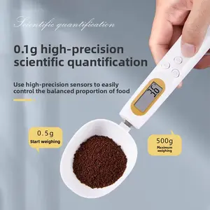 Digital Measuring Spoon Scale, High Precision 0.1g-500g LCD Electronic Weighing Spoon, Portable Kitchen Food Scale with Tare & Hold Function, Multi-Unit (g/oz/ct/gn) for Baking, Cooking, Flour, Coffee & Pet Food