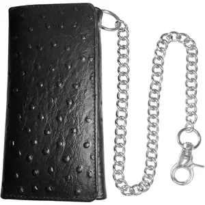 Chain Wallet for Men -  Cowhide Leather, RFID Tri-Fold Biker Wallet with Heavy Duty Chain for Bikers Truckers & Hunters, Credit Card  Organizer Long Wallet