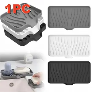 1pc Silicone Soap Saver Soap Storage Rack Countertop Bathroom Soap Dish Holder Box Tray Open Drain Pad Anti Slip Drain Rack Soap Holder Suitable for Kitchen and Bathroom Storage Mats