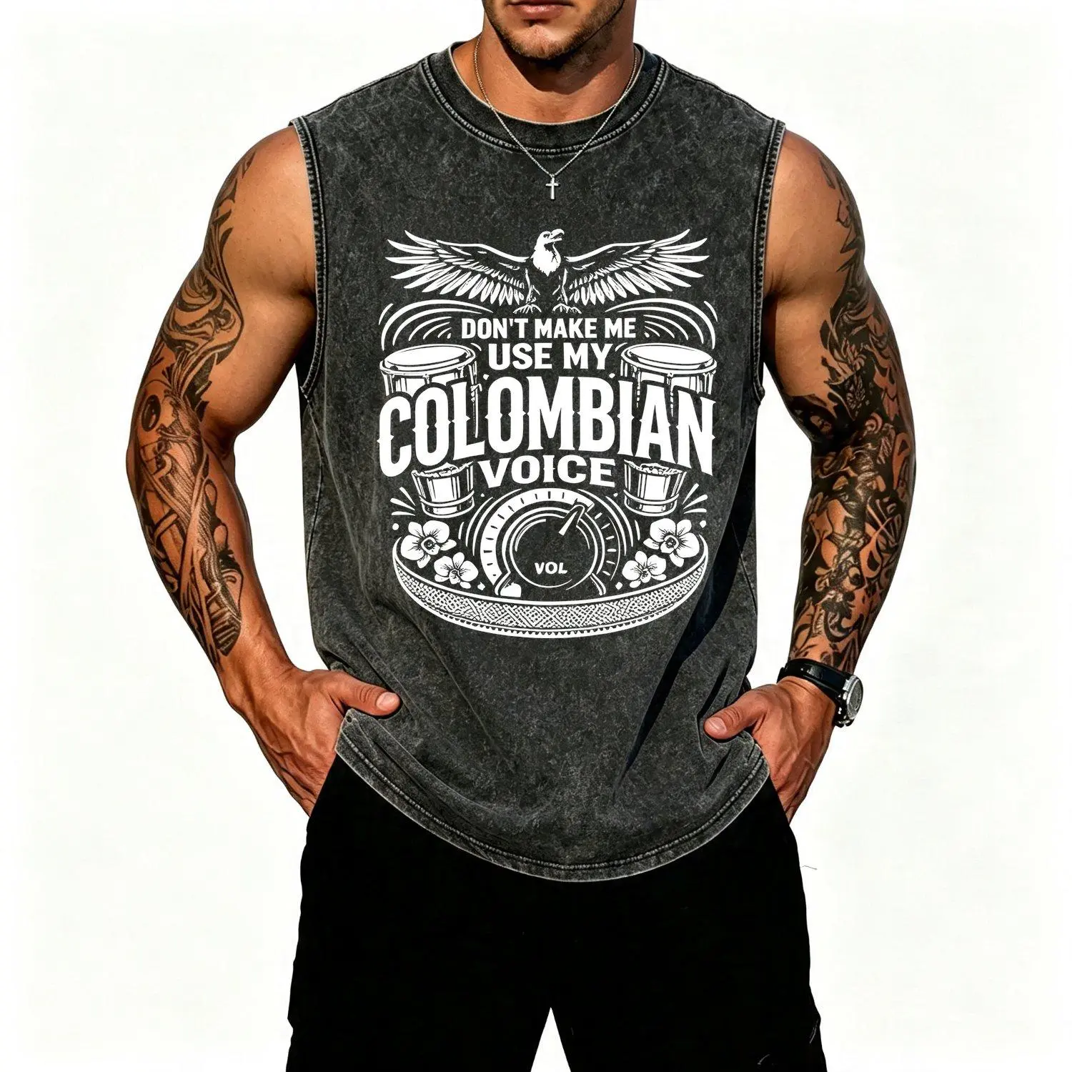 Don't Make Me Use My Colombian Voice Funny Colombia Pride Adult Vest Fashion Apparel Top Shirt Style Design