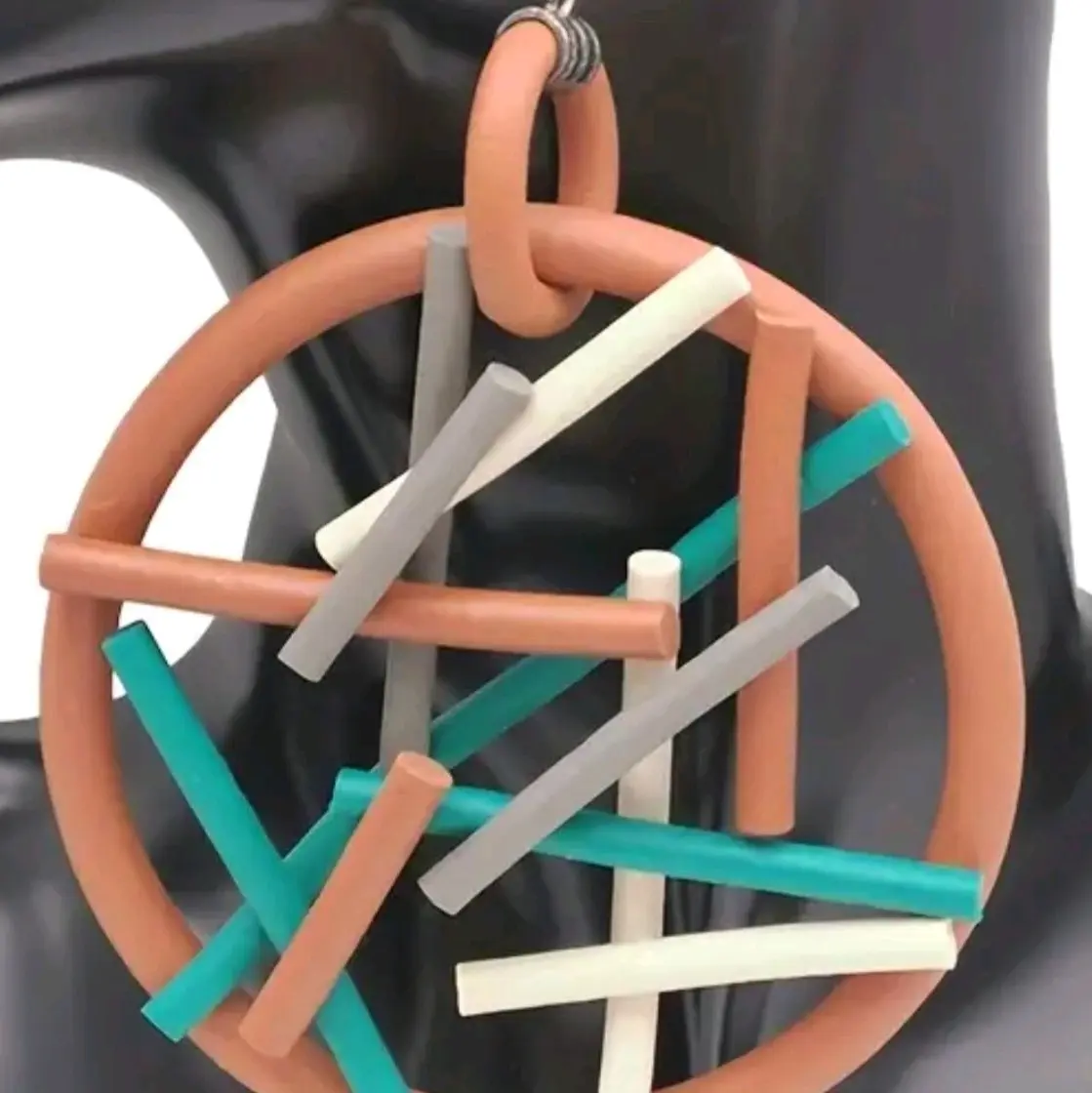 BROWN MULTI-COLORED...Lightweight Rubber Tubing Fashion Earrings - Flexible and Comfortable in Brown Multi-Color