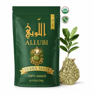 ALLUBI Premium Yerba Mate 250g 0.55 lb USDA Organic Natural Beverage Herbal Tea for Focus Clarity & Energy 100% Pure Loose Leaf No Additives