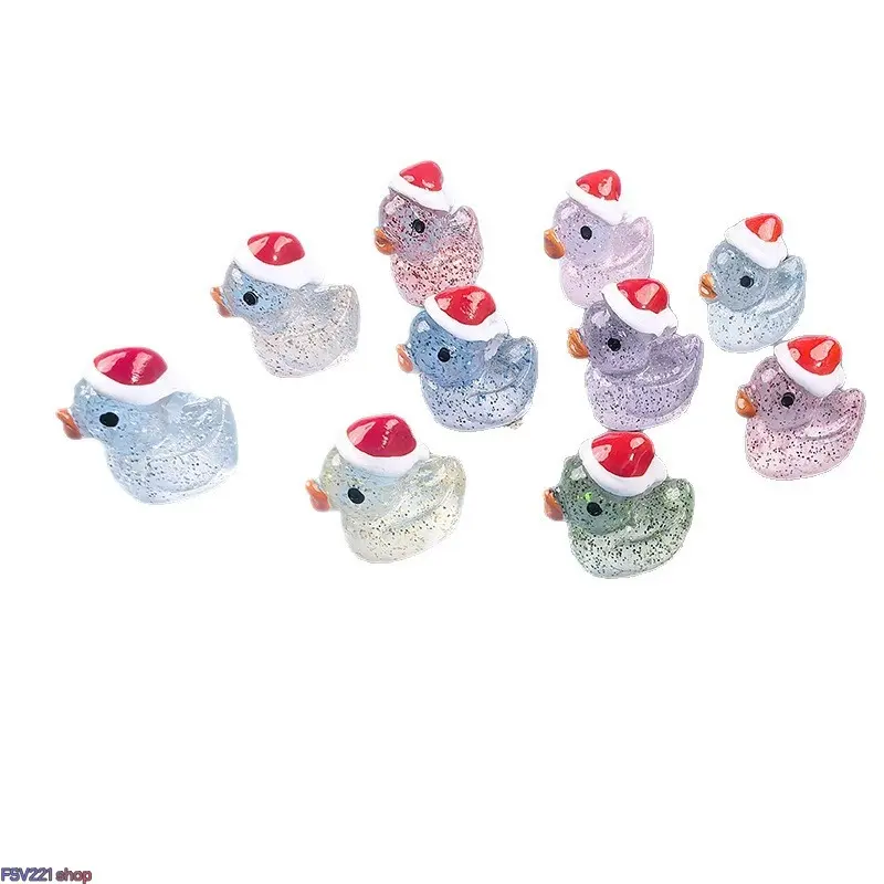 (20/40pcs) Mini Glitter Christmas Duck Resin Figurine Set - Plug-Free Fairy Ornaments, Hat Decor Accents, Home Decor, Ideal Mini Gifts for DIY Crafts, Terrariums campingessentials