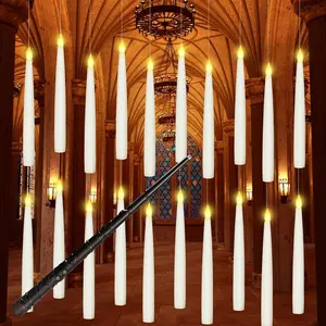 20 count Floating Candles with Wand, Magic  Candles, Flickering Warm Light LED Taper Flameless Candles with Wand Remote,  Operated Window Candle for Halloween Decorations