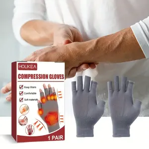 1 Pair Double-Joint Compression Gloves - Healthcare Support for Finger, Wrist & Thumb Stiffness/Pain, Open-Finger Design, Non-Deformable Nylon, Comfortable, Easy to Clean