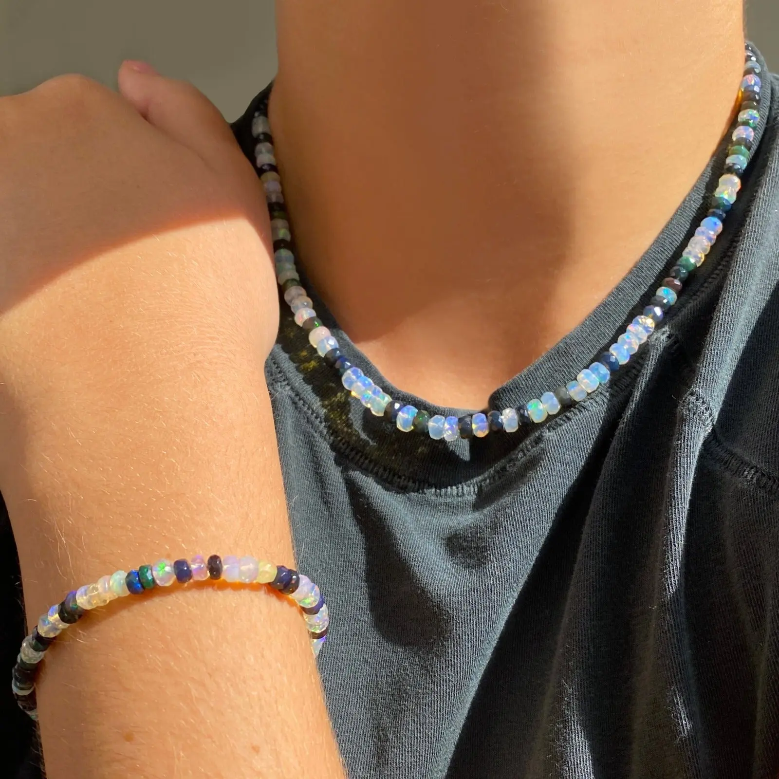 Double Shade Welo Opal Necklace