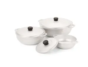 IMUSA 1.5/2.5/5.2qt Cast Aluminum Caldero 3pc Set - 18/22/28cm