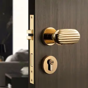 French Style Gold Interior Door Lock | Silent Magnetic Alloy Bedroom Door Handle | Split Mechanical Home Door Lock