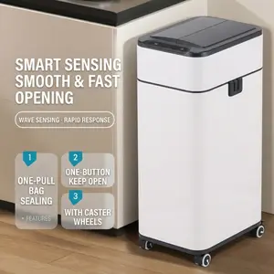 ZENSWIPE Smart Sensor Trash Can with Lid, Auto Drawstring Sealing Waste Bin for Bathroom, Toilet, Kitchen, Living Room & Office