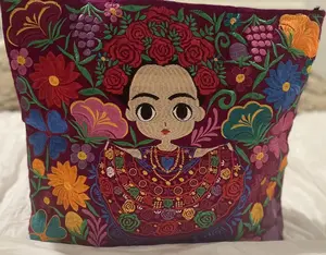 Cotton Cherry Frida Khalo Embroidered Mexican Tote