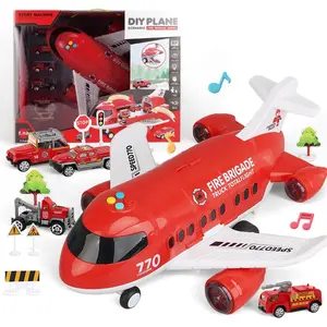 Aircraft toys, fire engines, cars, children's toys with lights and sounds, layered track toy sets, Christmas birthday gifts for boys and girls over 3,456 years old.