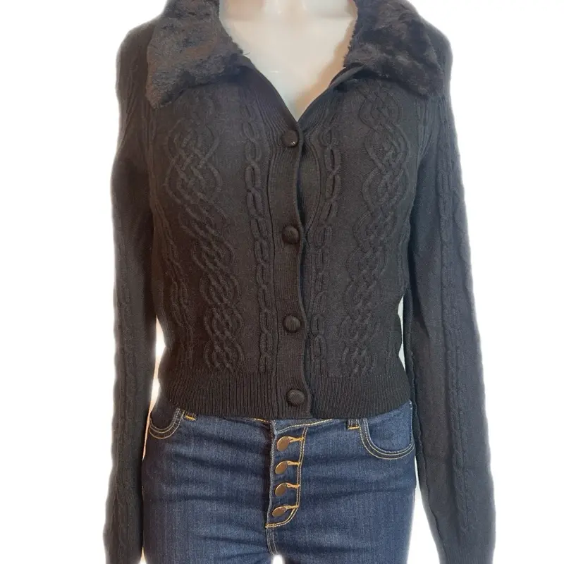 Black fur cardigan