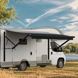 【FathersDayGift】VEVOR Motorized RV Awning Complete Kit,  19' Retractable Awning with Aluminum Alloy Frame, Outdoor Trailer Awning, Fit for Most RVs(Black Fade)